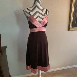 Pink Satin and Brown Jersey Dress Sz. 8